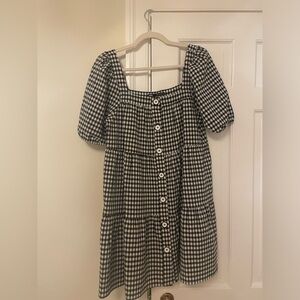 Zara gingham swing dress- dark navy blue